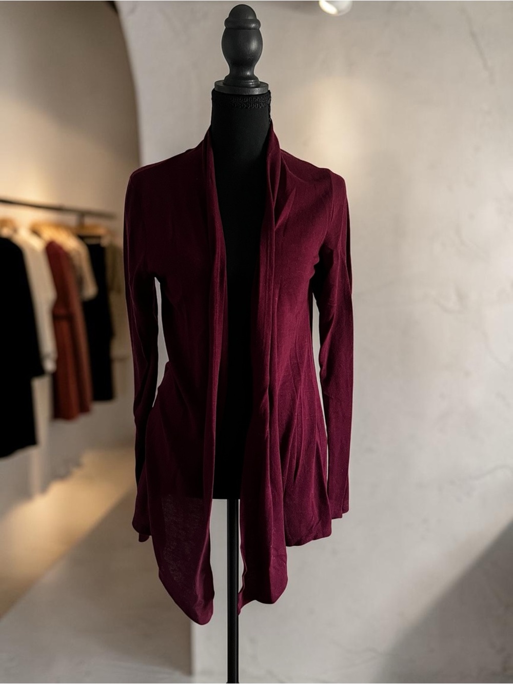 Market & Spruce Open-Front Cardigan in Burgundy